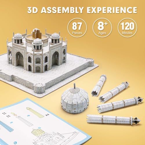 ASSYME Cubic Fan 3D Puzzle Craft Kit, Taj Mahal, DS0981h, No Glue or Tools Required