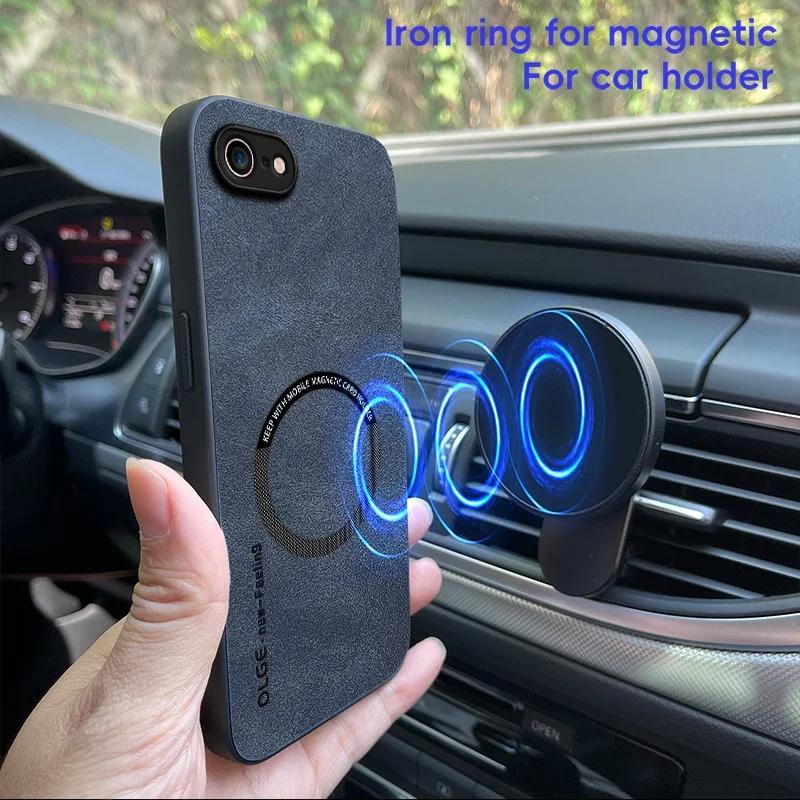 Magnetic Retro Leather Case For For Iphone 16E 7 8 Plus SE For Iphone8 Plus Wireless Charging Phone Case Cover