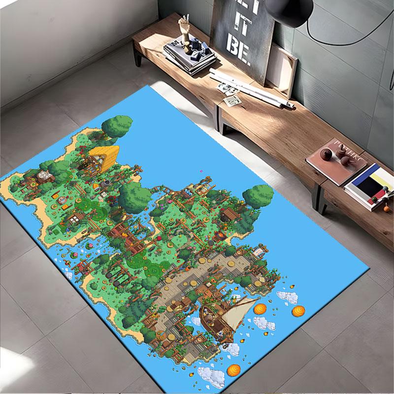 Cartoon Pirate Island Map Carpet suitable as a non-slip mat for the living room or bedroom sofa