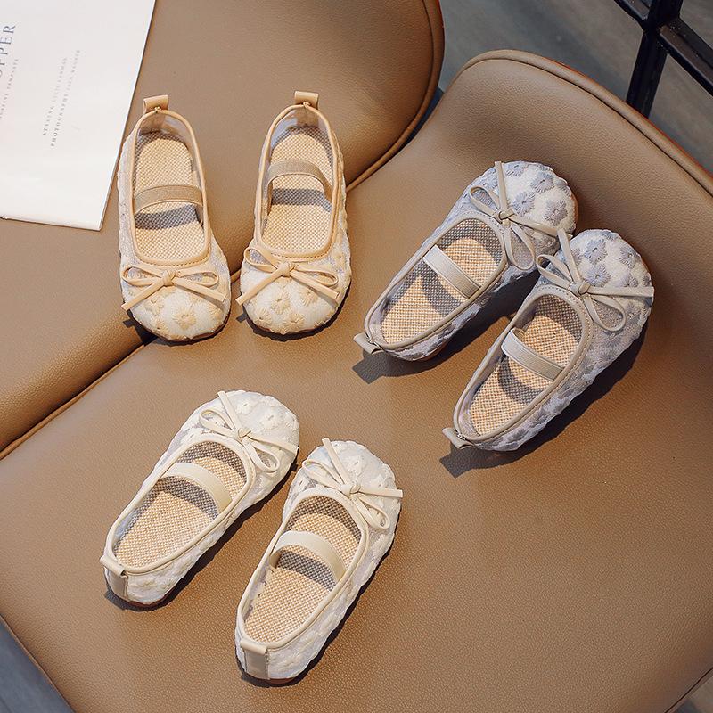 Girl Shoe Fashion Lace Shoe New Chinese Retro Kid Shoe 2025 Summer New Princess Shoe Embroidery Women Shoes Elegant Linen Shoes