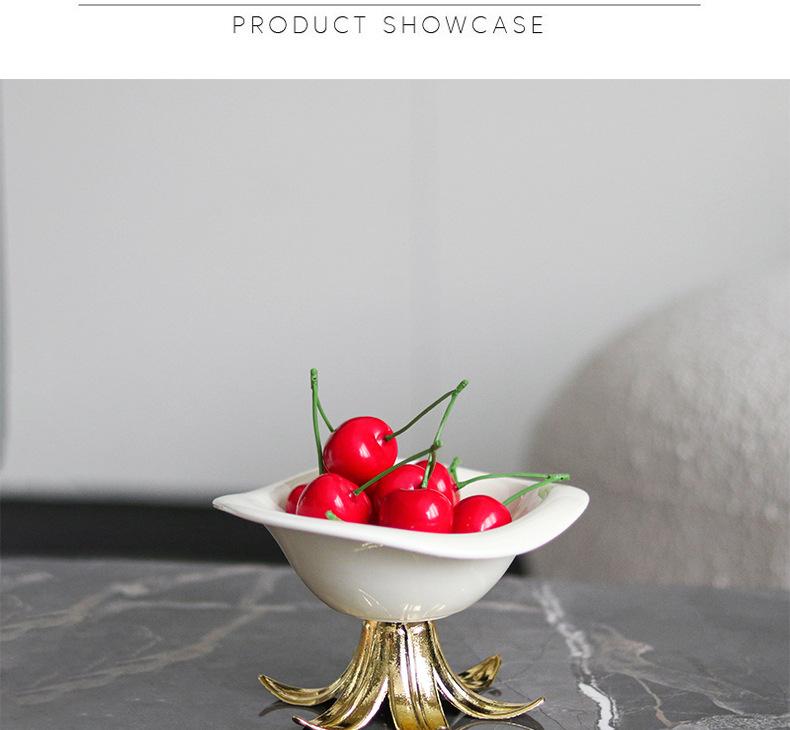 Creative Ceramic Fruit Plate Golden Branches Desktop Storage Container Candy Plate Tray Bowl Home Decoration Accessories