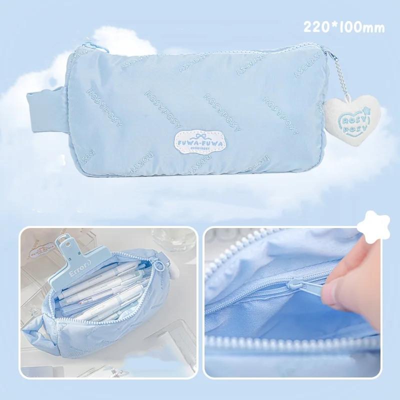 Jednobarevné pouzdro na tužky pro děti Jednoduchost Korejská móda Sáček na tužky Měkká látka Vysokokapacitní taška na uložení psacích potřeb Student