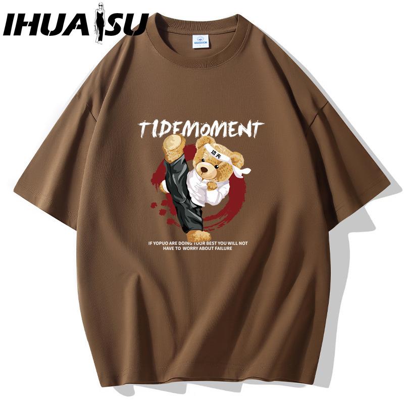 IHUASU Kurzarm-T-Shirt aus Baumwolle für Herren, modisch, lockeres Halbarmhemd, bedrucktes mitfühlendes Hemd