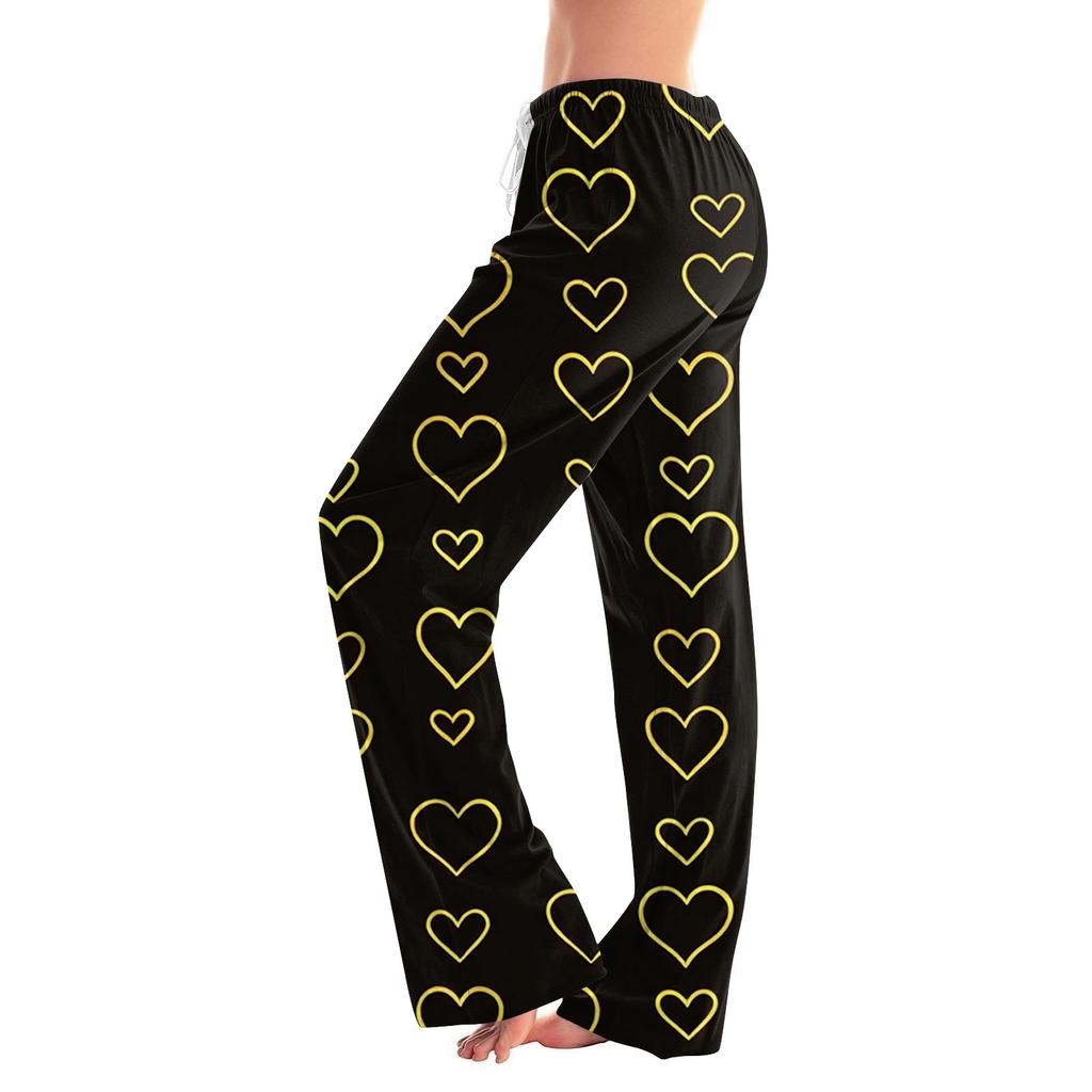 Women's Valentine's Day Heart,themed Casual Milk Silk Fleece Pants, Sleep Pants, Home Pants