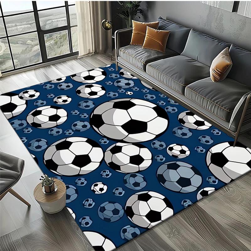 Crystal Velvet Football Printed Area Rug for Bedroom, Living Room, And Home Decoration. Non-Slip Mat Suitable for Bedside And Office Chair