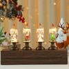 Santa Christmas Snowman Claus Snowflake Candle Light With Falling Snow Effect