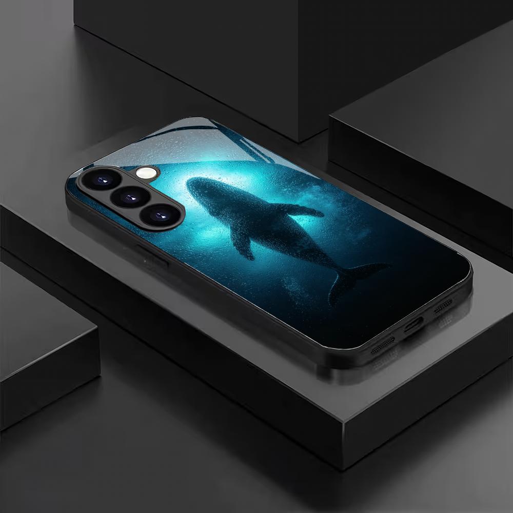 Marine life tempered glass phone case suitable for Samsung Galaxy S26 S25 S24 S23 S22 S20 FE/Ultra/Plus anti drop back cover