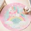 Enchanted Unicorn Floral Round Rug for Home Decor Magical Rainbow Playful Floor Mat for Kids Nursery Bedroom Fantasy Decor