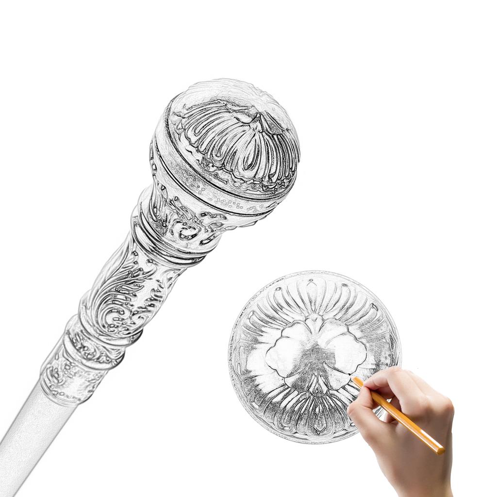 Silberner luxuriöser runder Griff, modischer Gehstock für Party, dekorativer Gehstock, eleganter Gehstock mit Crosier-Knopf, 93 cm