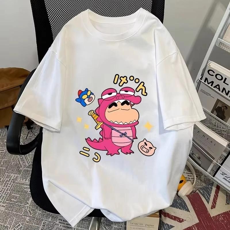 

2026 Summer Comic Form Crayon Shinchan Image 100 Cotton Printed Oversize Casual Tshirt Adult Children Parentchild Top y2k S