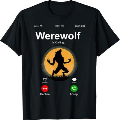 Werewolf Is Calling Halloween Werewolf Graphic Short Sleeve T-Shirt