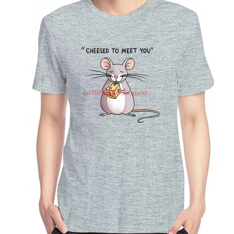 Unisex Adorable Mouse With Cheese Graphic Tshirt Cotton Summer Oneck Tee Shirt Print Top For Unisex And Unisex