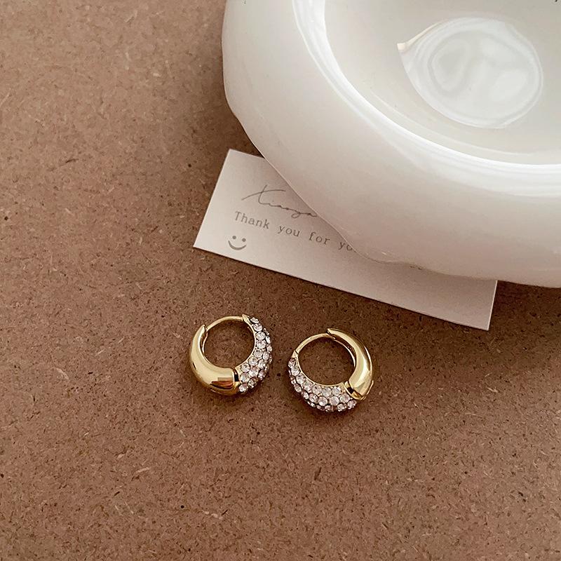 Premium Super Flash Zirkon Kreis Ohr Schnalle Damen Leichter Luxus Elegant Temperament Sanft Mode Einfach Vielseitig Ohrringe Ohrringe