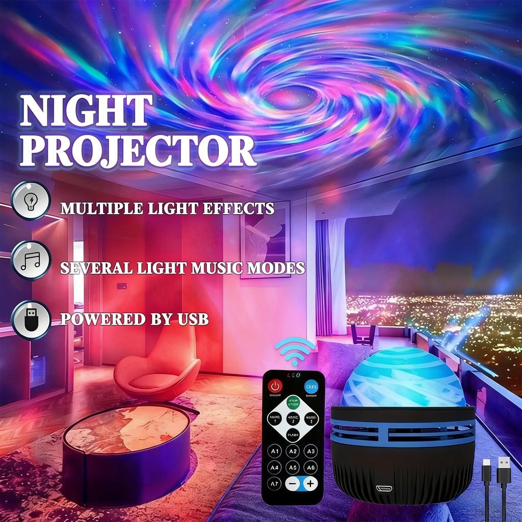 LED Star Galaxy Projector Lamp USB Auto Rotating Magic Ball Moon Light Colorful Starry Sky NightLights For Bedroom Home Decor