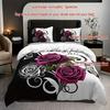 3pcs White Red Romantic Roses Bedding Set Soft Duvet Cover Set King Queen Twin Single Size Bithday Gift for Sister Room Decor