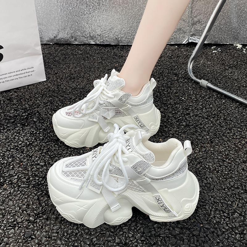 Large size women's shoes 41-43 wide fat feet European fan mesh muffin dad shoes women's summer platform casual couple moving shoes