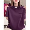 2026 Women's Luxury Round Neck Printed Short Sleeve Loose Plus Size Black T-Shirt