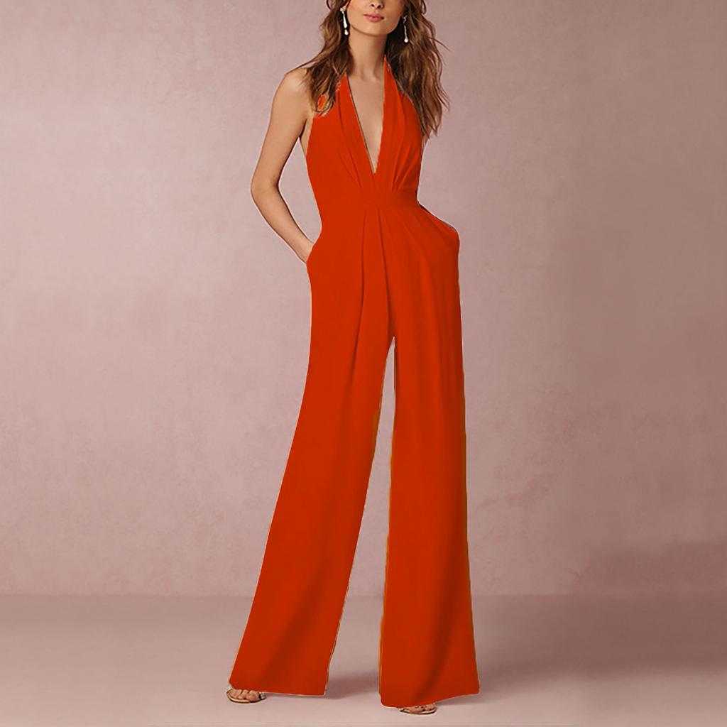 Women's Banquet Dress Jumpsuit Sexy Hanging Neck Women's Trousers