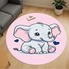 1PC Elephant Cute Hearts Round Chair Mat Area Rug - Non-Slip, Floor Mat for Office, Bedroom, Home Decor Christmas Gift C0528088