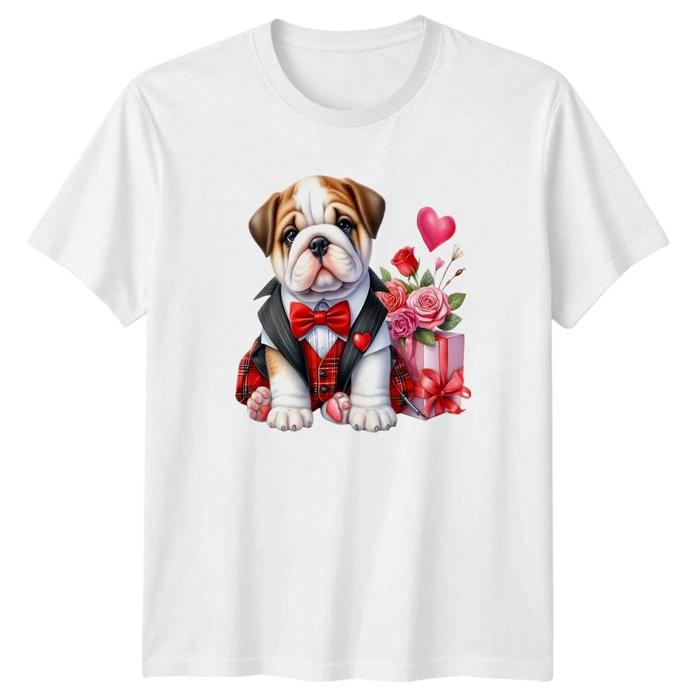 Bulldog Puppy Valentines Day Unisexs TShirt Unisexs Tee Graphic Unisex Top S