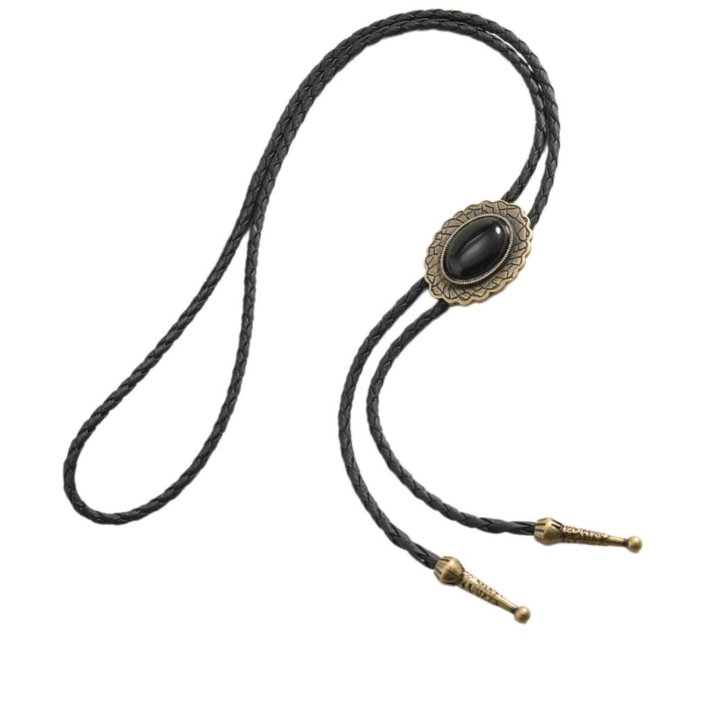 Elegant Leather String Necklace Adjustable Bolo Tie Design High-Quality Gold Clasp Formal Outfit Enhancer For Men Women