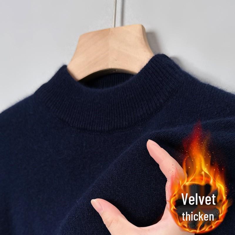 Men's Half-High Collar Thick Knit Sweater - Autumn/Winter Velvet Business Layer