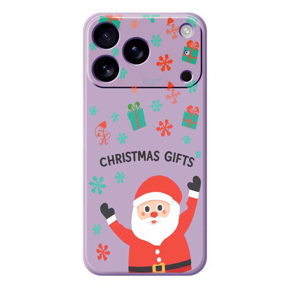 For iPhone 17 Pro Case Christmas Gifts Pattern Printing Straight Edge TPU Phone Back Cover