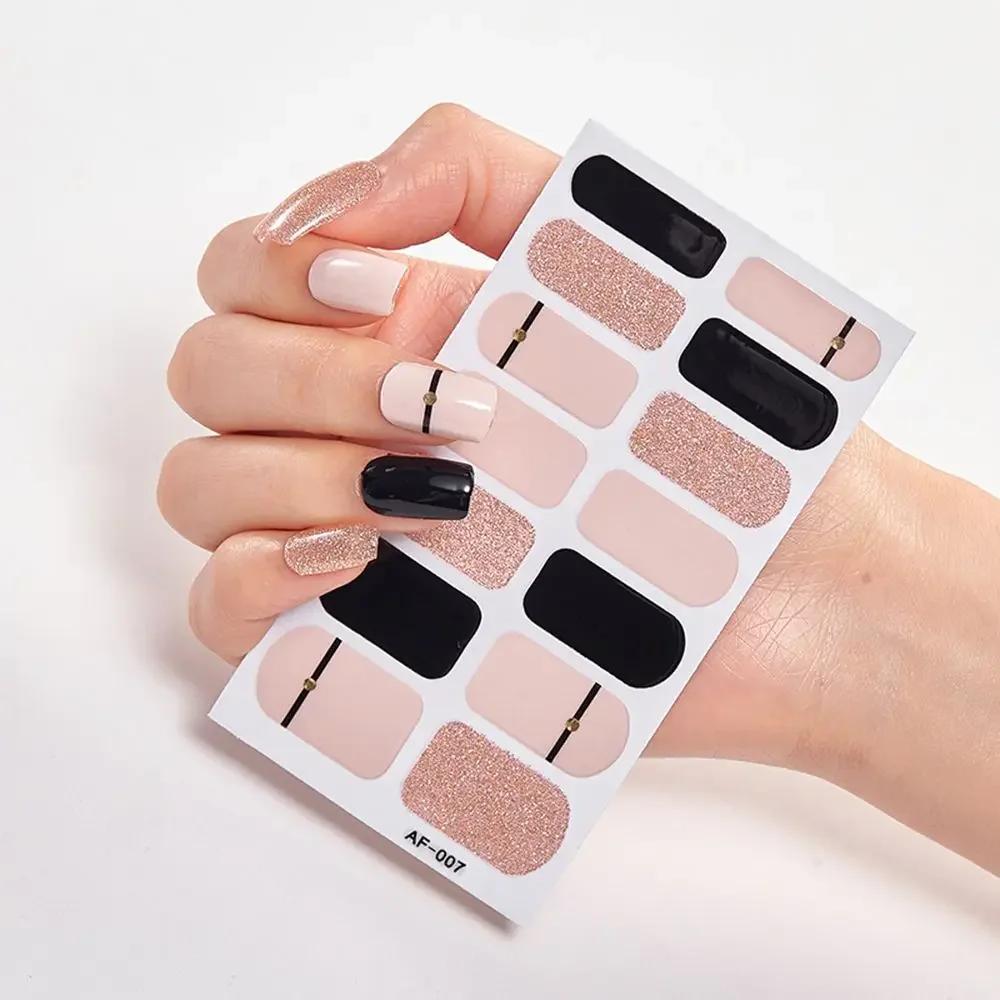 Long Lasting Manicure Self Adhesive Press On Nail Nail Polish Strips Full Nail Wraps Nail Sticker Nail Art Decal for Women Girls