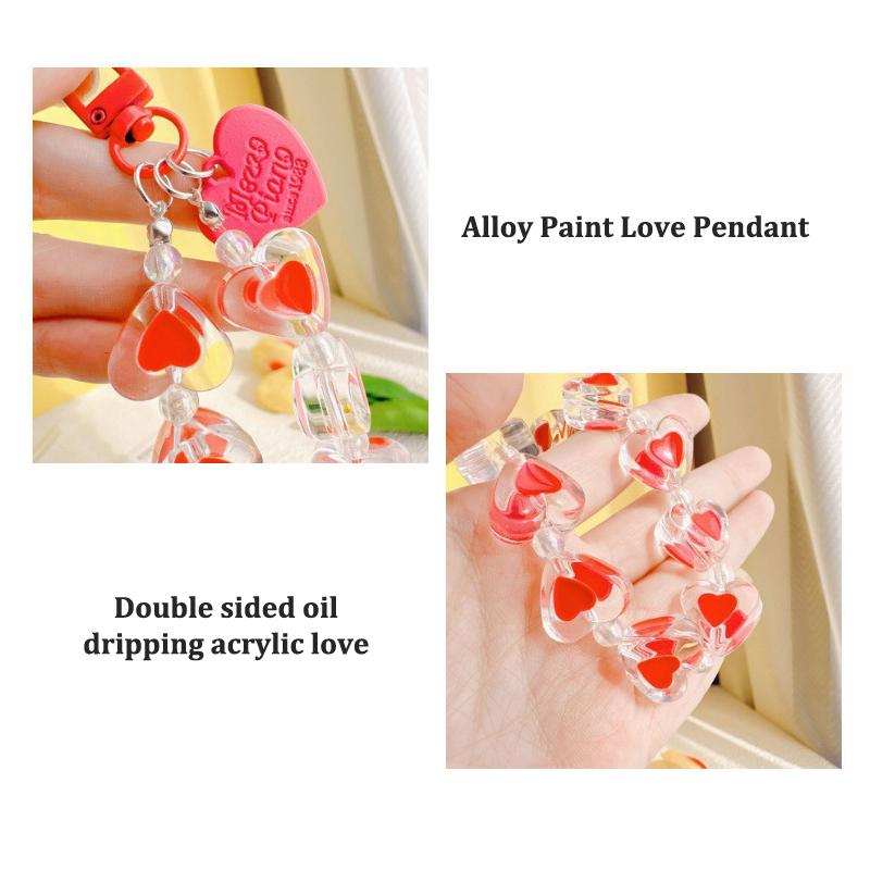 Kreativní barevný akrylový přívěsek na mobil ve tvaru srdce, klíčenka, ozdoba na tašku, řetízek, dekorace na pouzdro na sluchátka, příslušenství na klíče od auta