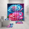 Rose Shower Curtain Love Couple Bath 4 Pcs Set Cute Cartoon Luxury Accessories Sets Full Mats Gifts for Boys Girls