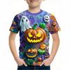 Halloween Boy's T-Shirt Pumpkin Pattern Summer Short Sleeves Casual Fashion Print Kids Tops 3-14Y Party Gift Children's Clothing