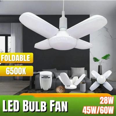 E27 Fan Foldable 28/45W/60W LED Bulb AC220V/110V Deformation for Home Ceiling Lights Warehouse and Garage White Light6500K Bulb