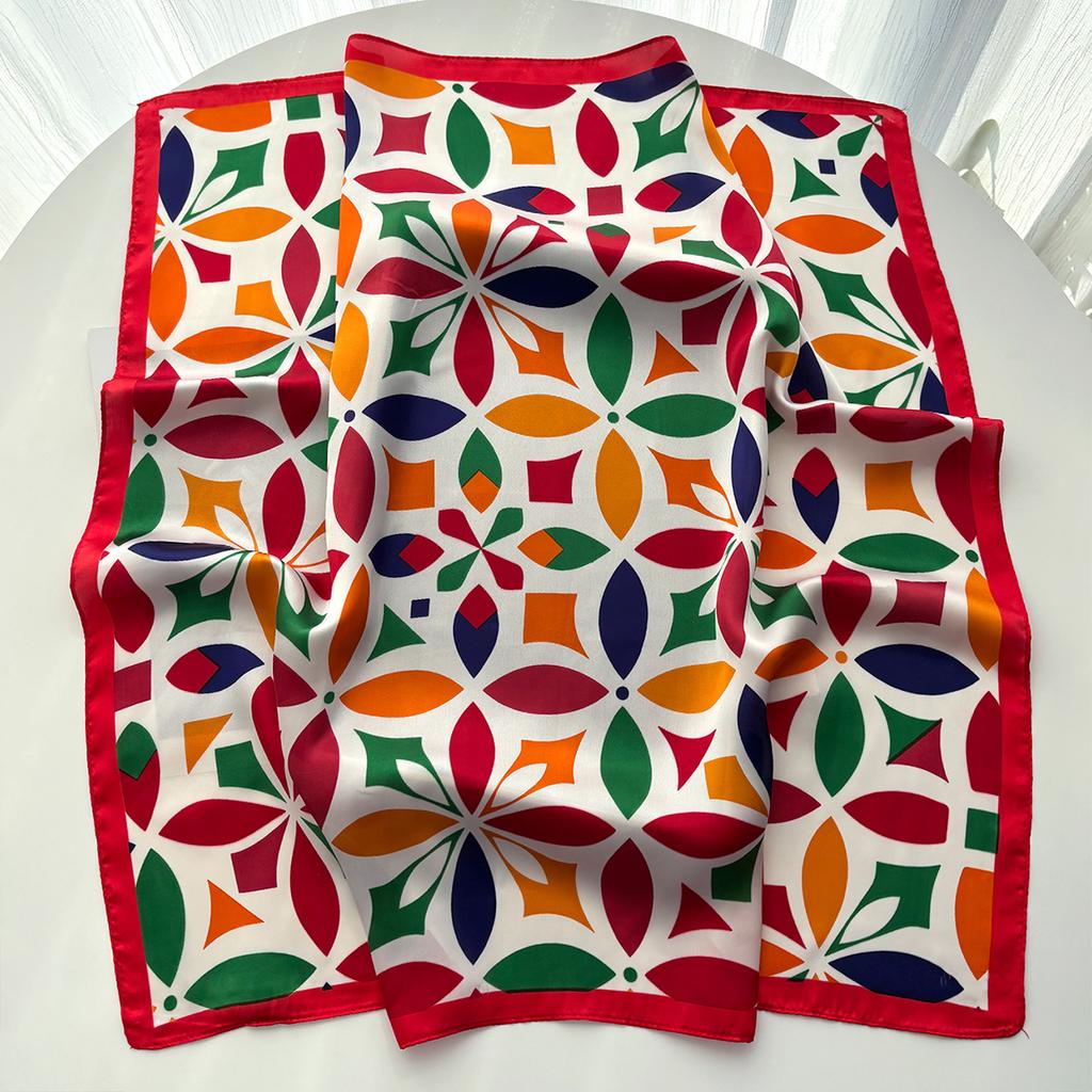Stylish Printed Square Scarf For Women Imitation Silk Scarves Bandanas Luxury Hijab Neckerchief Elegant Shawl Wraps For Travel