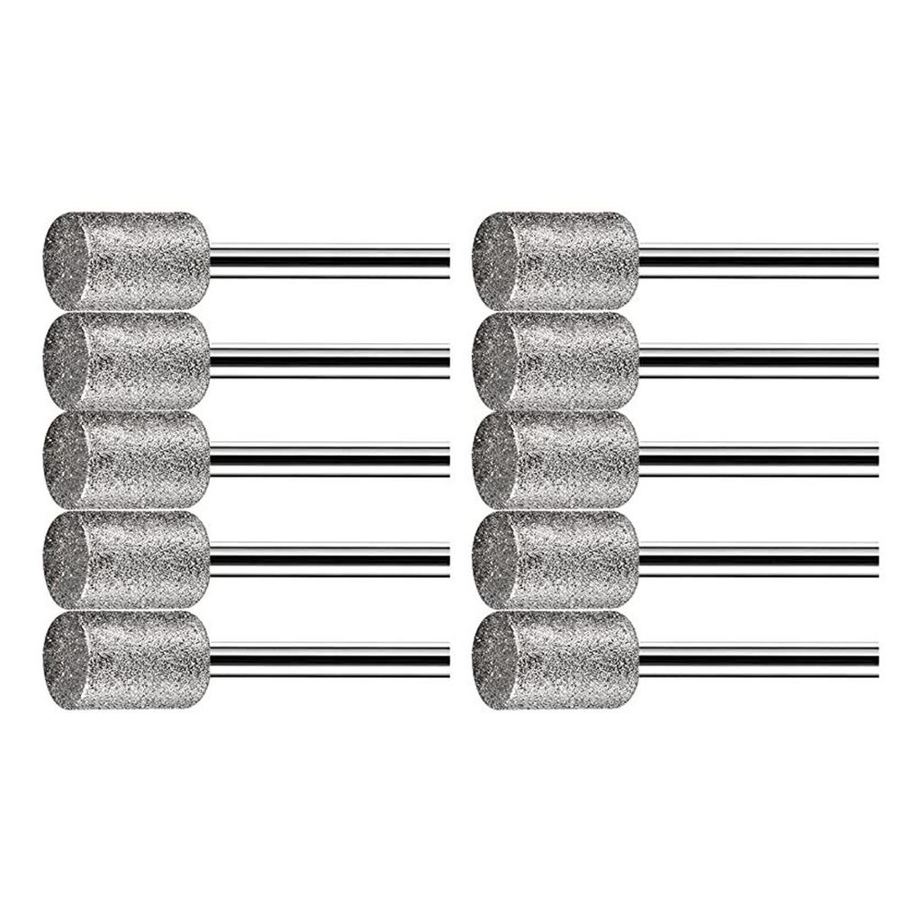 10Pieces Diamond Grinding Bit 8mm Head 3mm Shank For Rotary Tool Durable Abrasive Grinding On Glass Ceramic Alloy