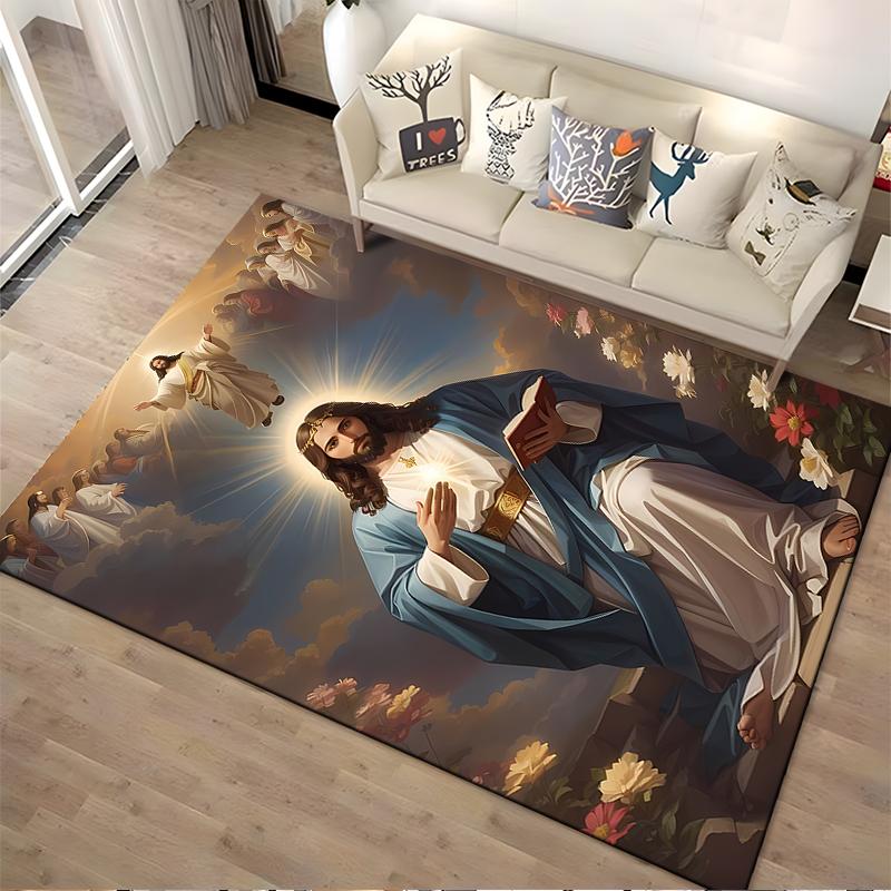 The Jesus-themed Anti-slip Carpet, Meant To Enlighten People, Is Suitable for Use In the Living Room and On Bedroom Sofas.
