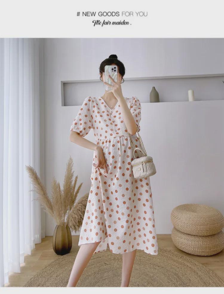 Pregnant Women's Polka Dot Summer Dress - Loose, Plus Size, Slimming Skirt for 2024