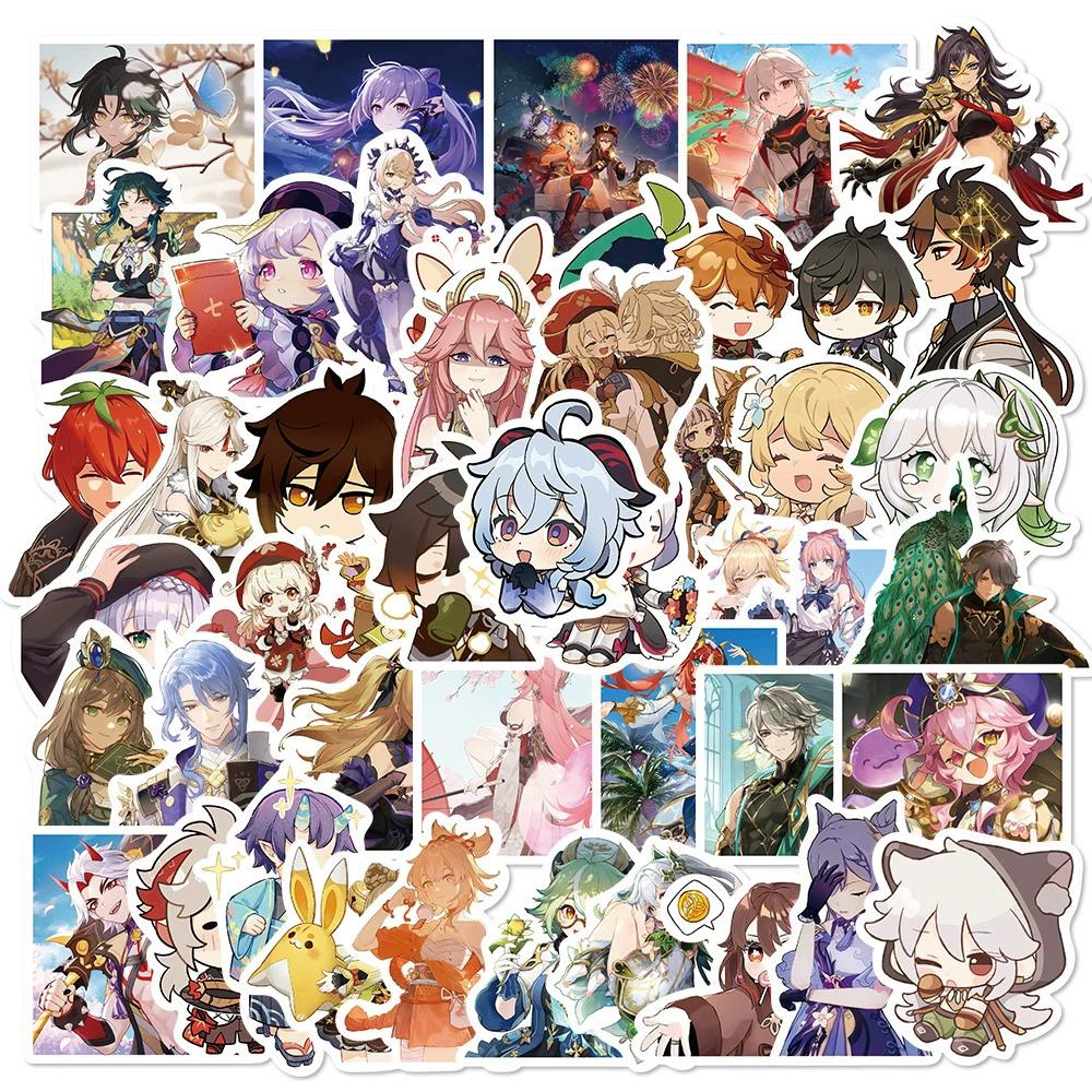 10/30/50pcs Cute Genshin Impact Anime Game Stickers Decals DIY Notebook Guitar Laptop Bike Kawaii Cartoon Sticker Kid Toys Gifts