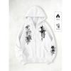 College Thorns & Roses Originele Print Rits Hoodie, Mode Street Trend Rits Hoodie voor Casual Gelegenheden
