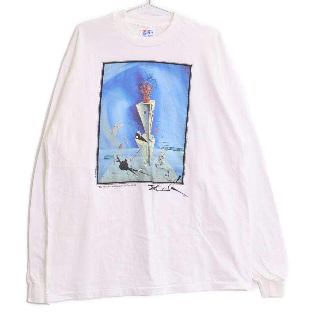 HANES 90s-00s Salvador Dali Organs and Hands Art Long Sleeve T-Shirt Tops XL whiteUsed