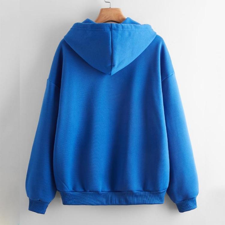 Casual Women's Loose Solid Color Fleece Zipper Jacket Long Sleeve Sweatshirt Top