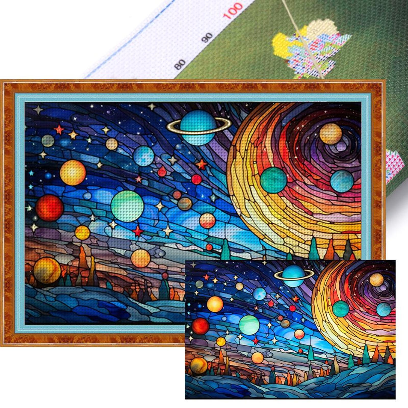 

Полная вышивка хлопковой нитью 11CT Print Stain Glass Planet Cross Stitch 60x40см China Mainland