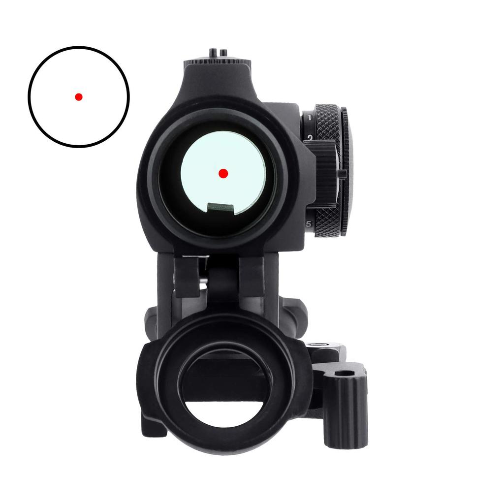 FOCUHUNTER 1x24 Dot Dimming Red Dot 2MOA Red Quick Release 20mm Rail Replica Optical Authentic Model for Outdoor Activities T-1 Sight, 11-Level Sight,