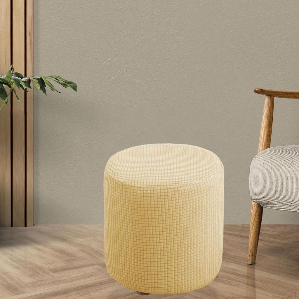 High Stretch Round Ottoman Cover Living Room Storage Covers Fits Seat 9.84''-12.60'' Inch