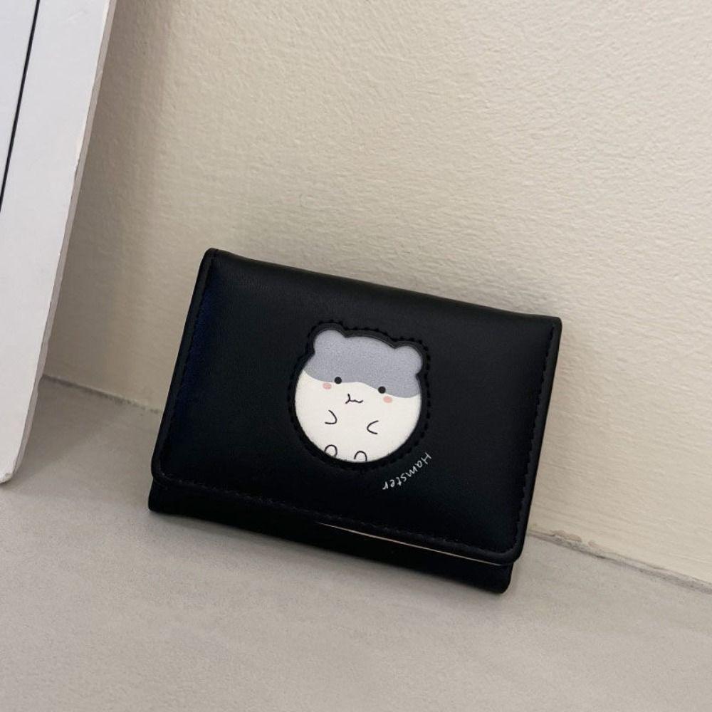 Cartoon Hamster Short Wallet Printing Card Holder Cute Folding Purse Travel