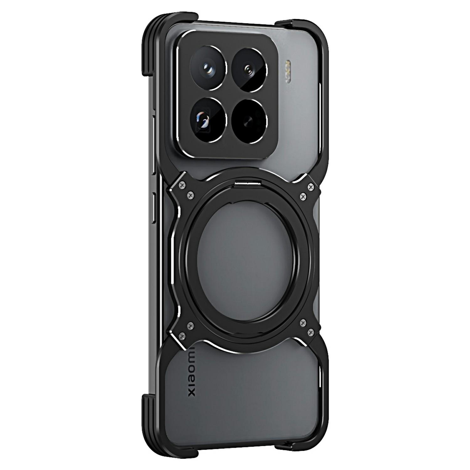 

Для Xiaomi 15 Pro Чохол-підставка Металевий бампер Магнітна кришка для телефону Black Silver