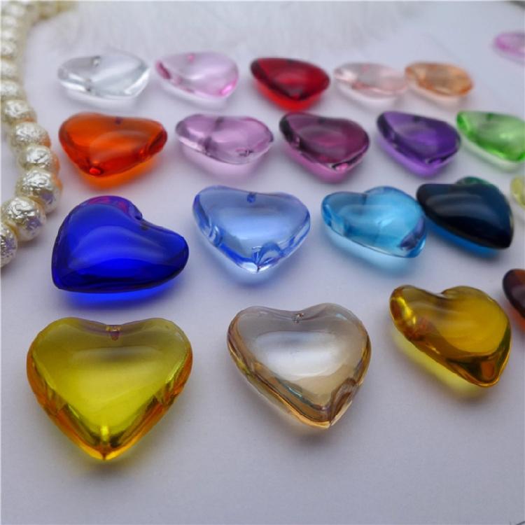 10Pcs Heart Glass Rock Charm Bracelet Necklace Pendant DIY Jewelry Making Craft