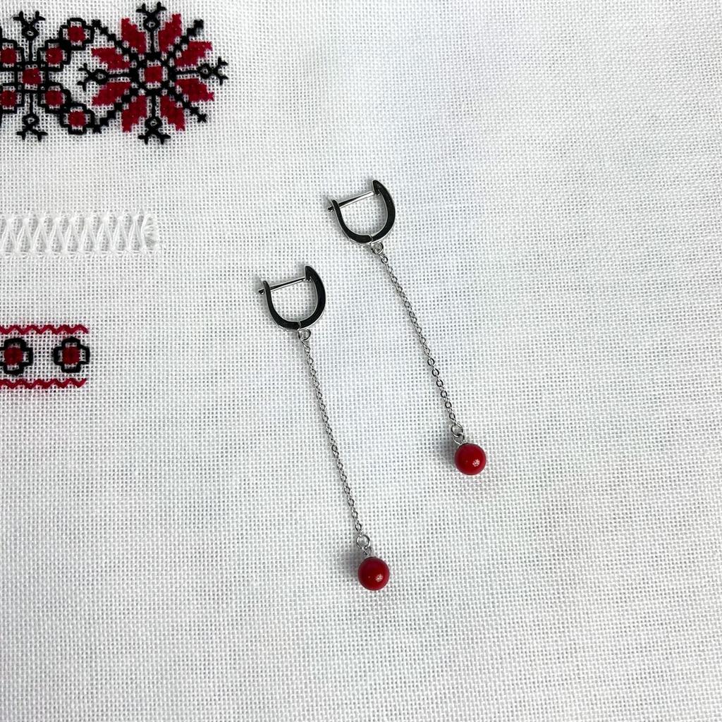 Silberohrringe mit Koralle (2136156)