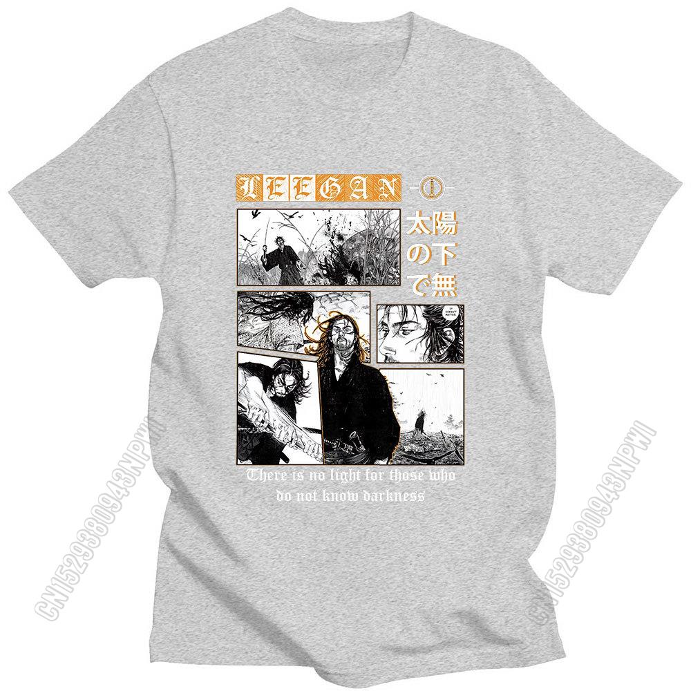 Vagabond Miyamoto Musashi Sasaki Kojiro Manga Tshirt Men Colored Panel Pure Cotton T Shirt Hip Hop Birthday Gift Streetwear