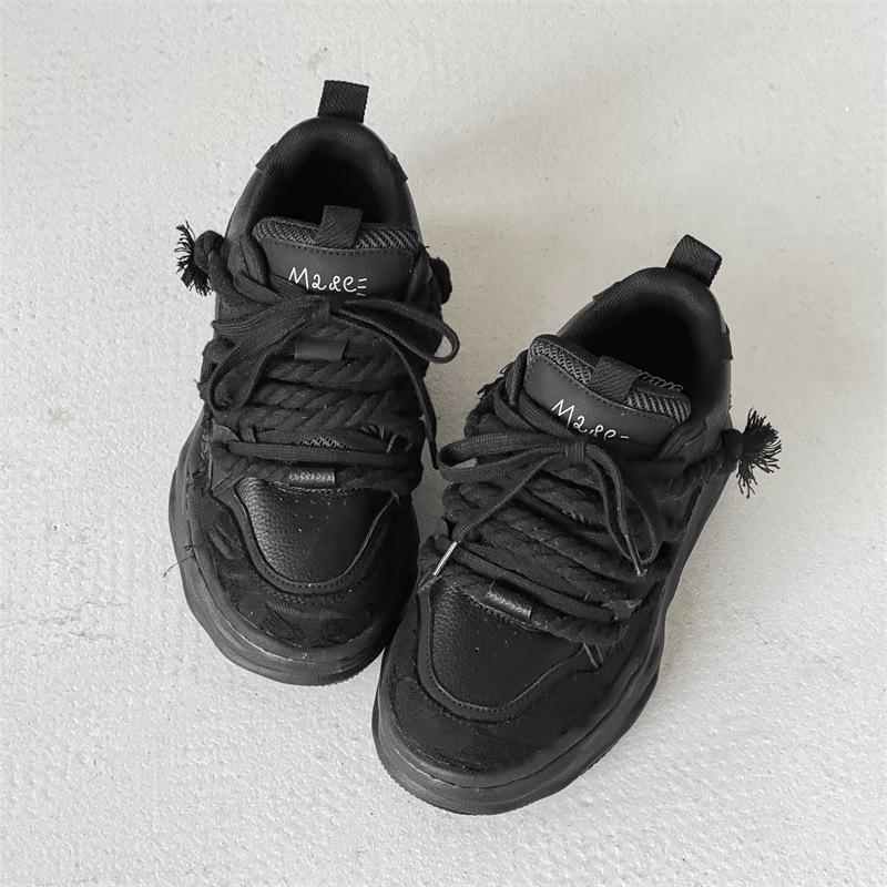 

Black and white platform shoes dissolving soles invisible heightening shoes CM niche casual board shoes original design bread love Female 36 чорний