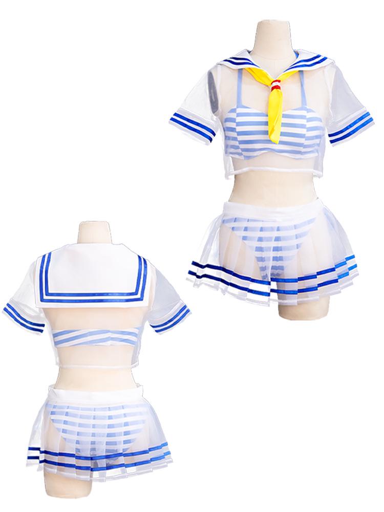 Re:Zero Rem Cosplay Sailor Suit Swimsuit Set